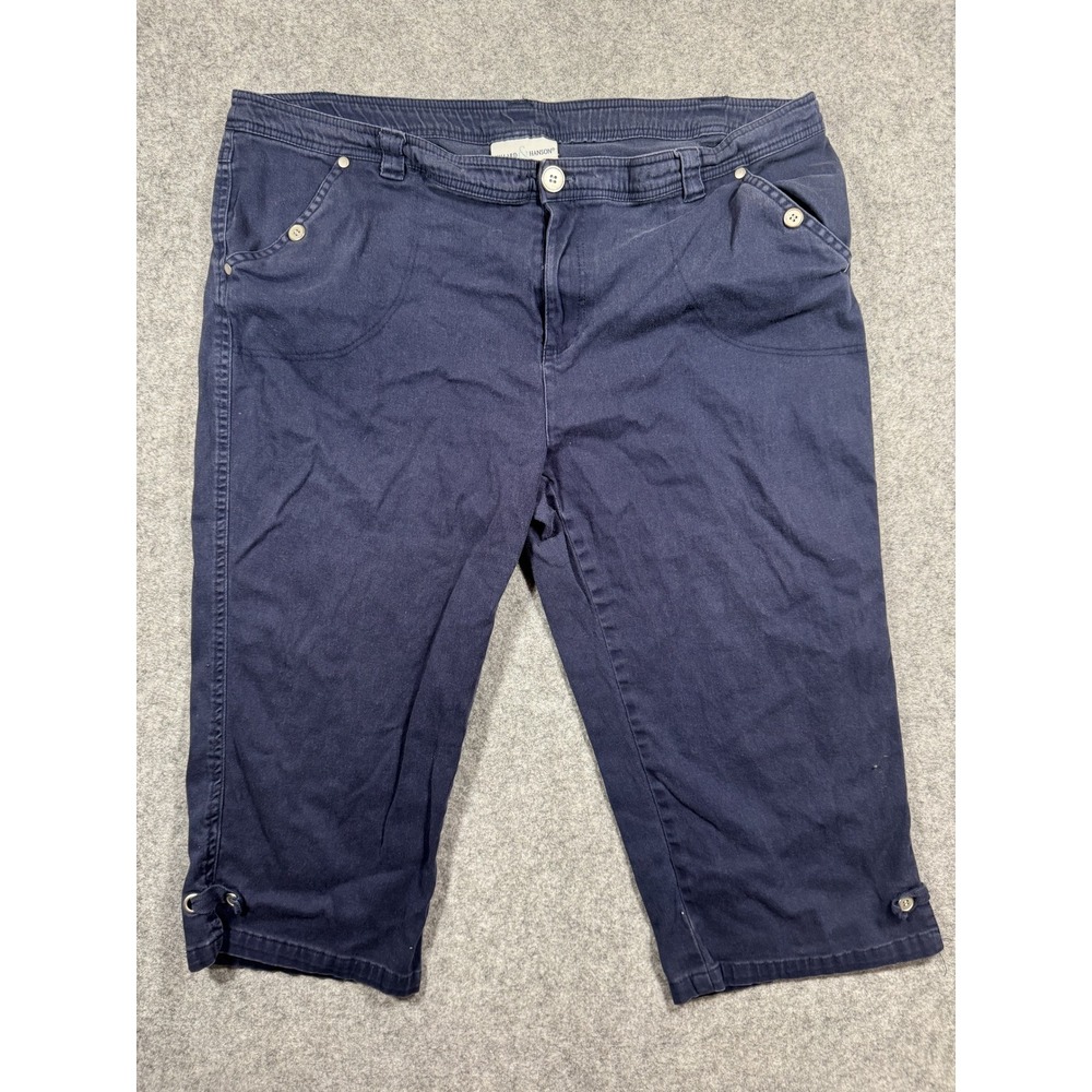 Hillard & Hanson Capri Pants 16 Navy Blue Stretch Cotton Blend - Picture 1 of 9